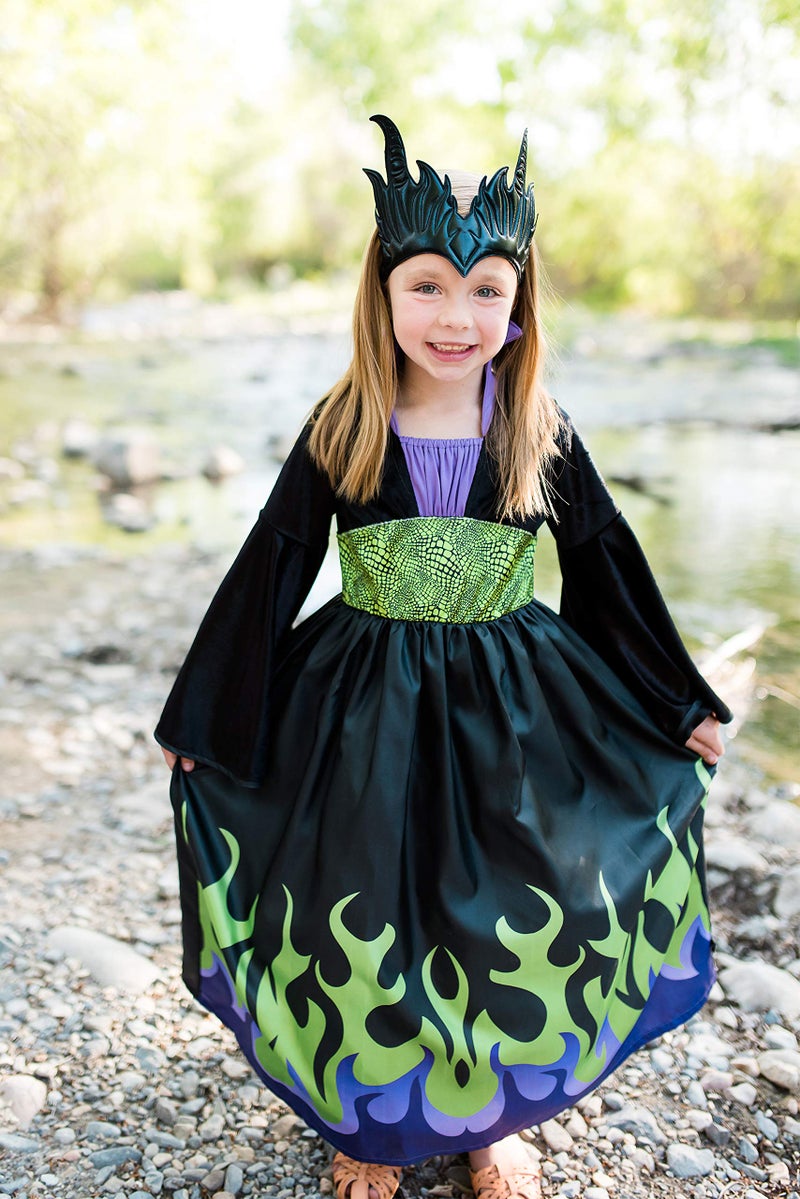 Little Adventures Dragon Queen Dress Up Costume with Soft Crown (X-Large Age 7-9) - Machine Washable Child Pretend Play and Party Dress with No Glitter - Image 1